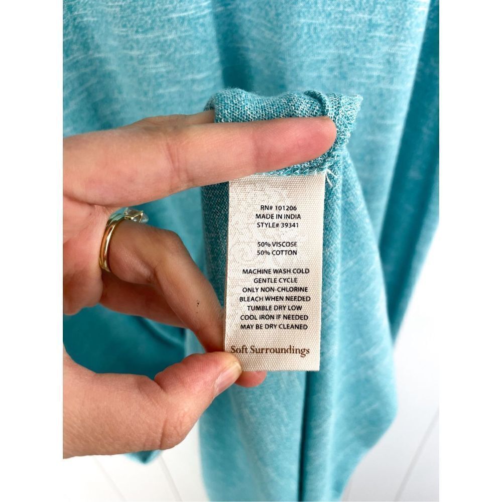 NWT Soft Surroundings Electra Cold Shoulder Maxi Dress Pockets Sky Blue‎ Size PL - Picture 9 of 10